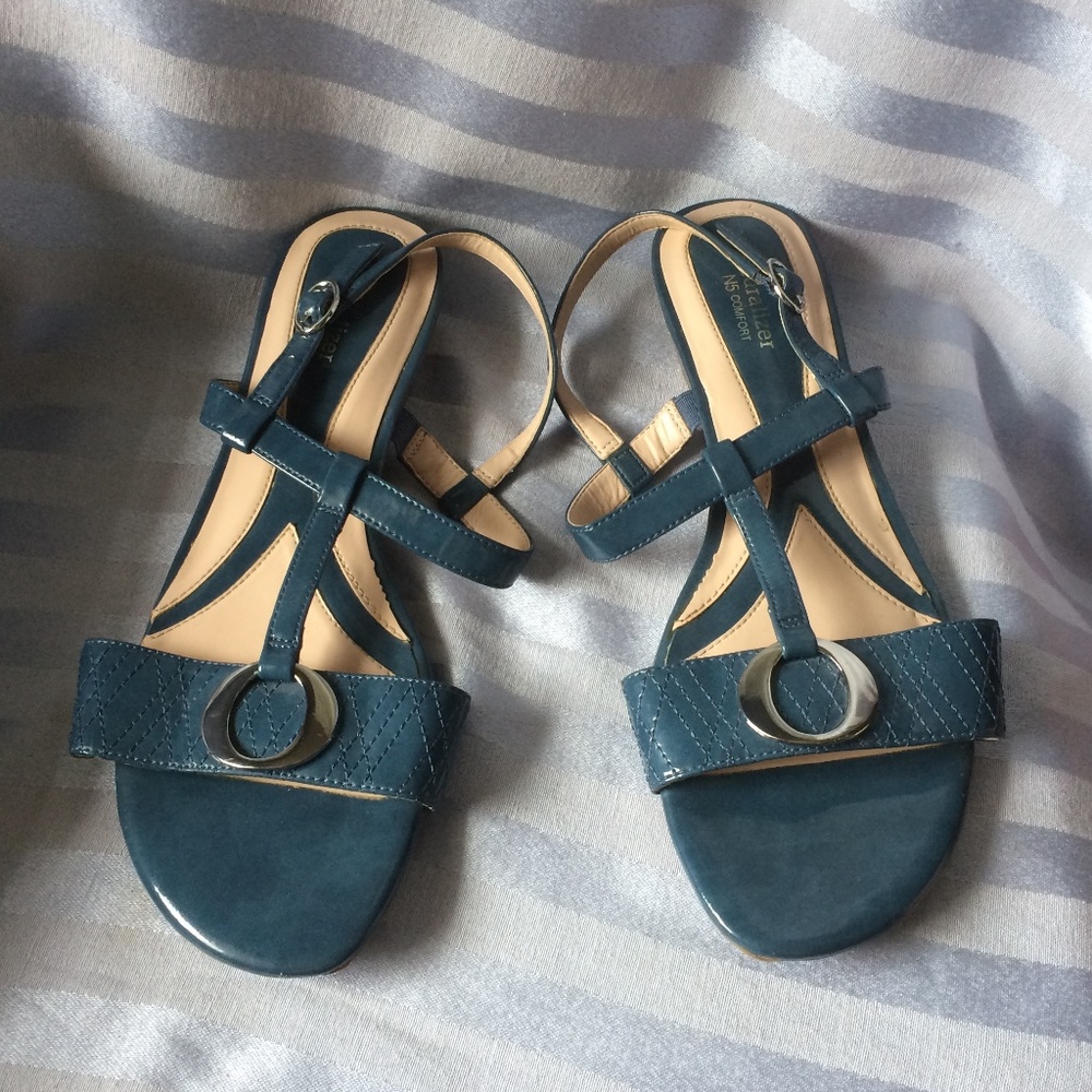Naturalizer blue/green comfort sandals, Sz 9.5 WIDE